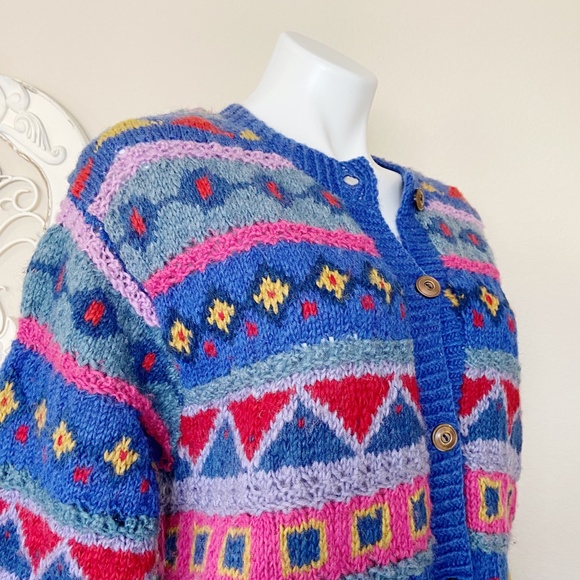 ❌SOLD❌ Bolder World | Women's Colorful Chunky Knit Cardigan Sweater | Size: M - Picture 3 of 8